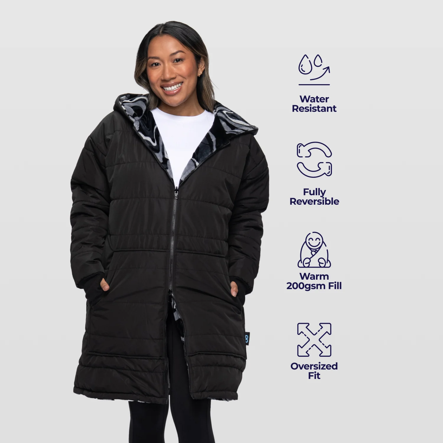Black/Charcoal Swirl Print