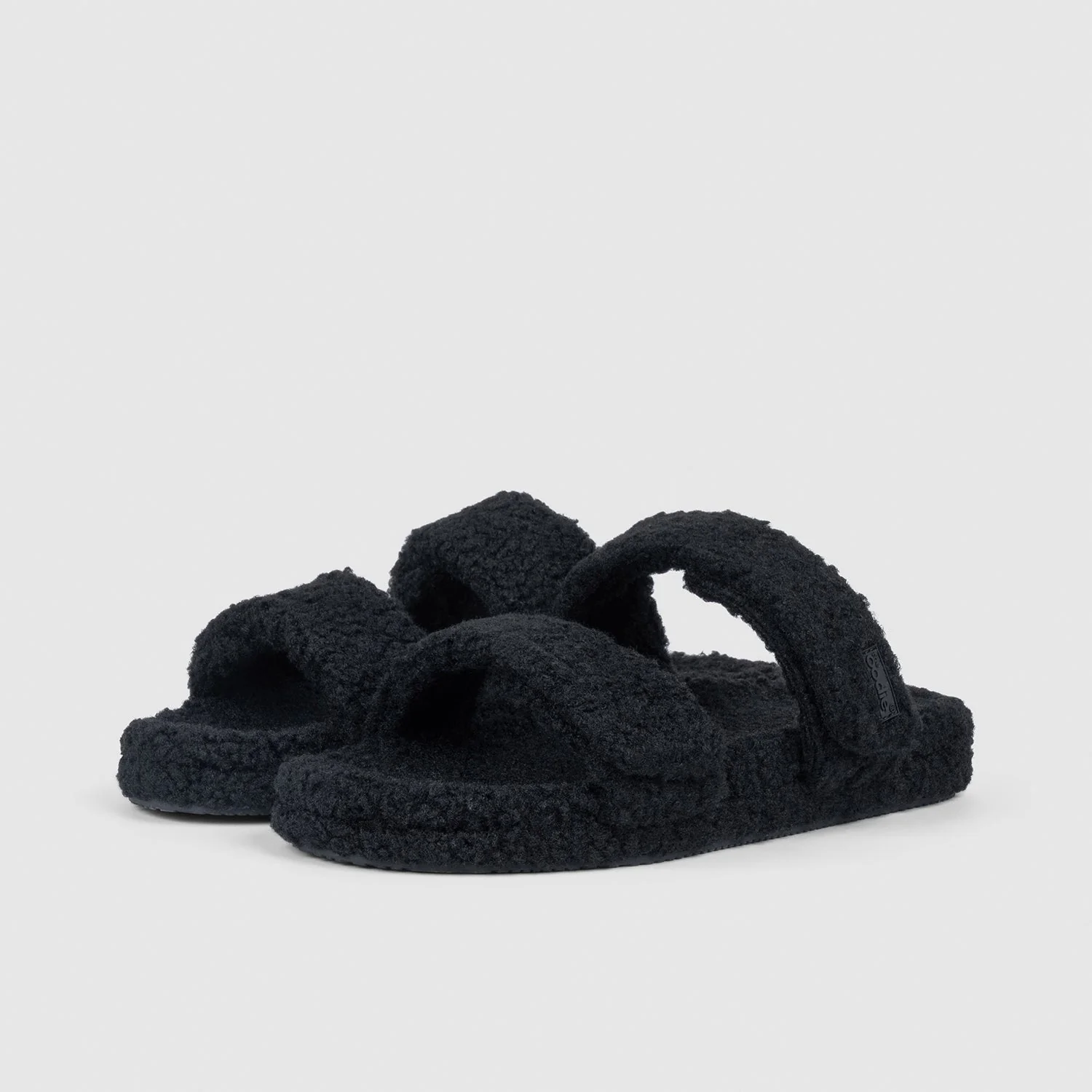 Black Two Strap Sherpa Slide - Image 3